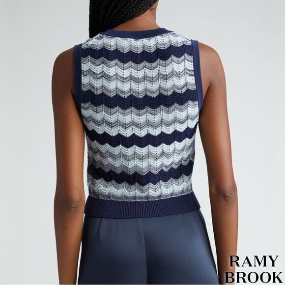 Ramy Brook **NWT** Bonnie Bonnie Sleeveless Knit Sweater in Navy Blue Twist - Picture 11 of 14